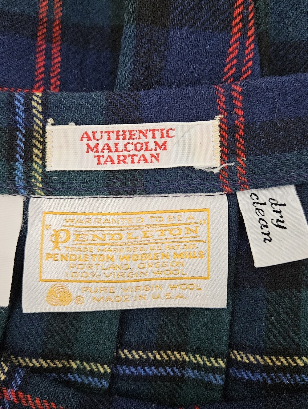 Vintage Pendleton Pleated Midi Skirt Wool Malcolm Tartan Navy Green Plaid 0 - Picture 4 of 5